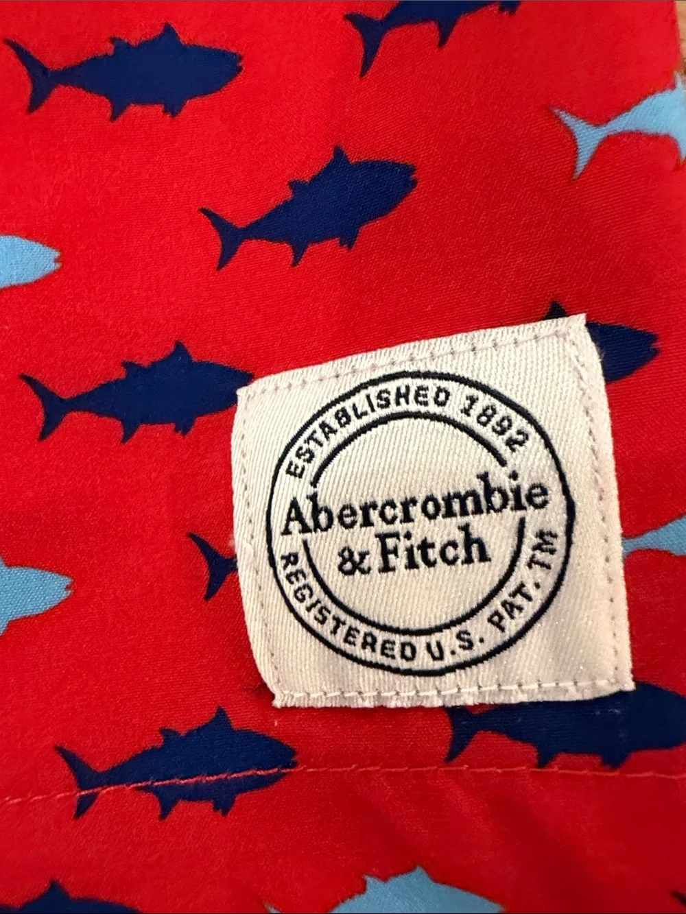 Abercrombie Kids Red Fish Print Swim Shorts